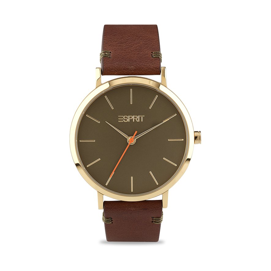 ESPRIT Herrenuhr EVERYDAY, Herren, Edelstahl, Armband: Leder, Quarz, analog