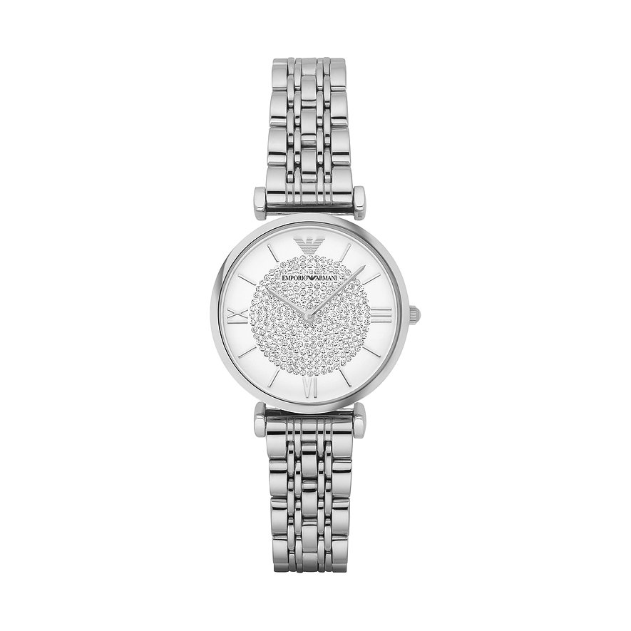 2. Chance - Emporio Armani Damenuhr, Glasstein, Damen, Edelstahl, Armband: Edelstahl, Quarz, analog