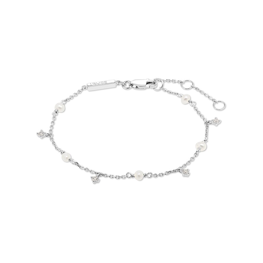 ESPRIT Armband GLOSSY PEARLS, Zirkon, synthetisch, Damen, 925er Silber, Perle, Perle, silber, Verschluss: Karabiner
