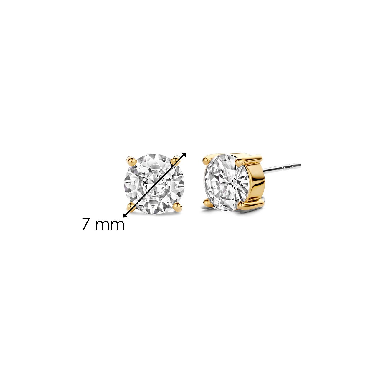 Ti Sento - Milano oorbel in 925 zilver, verguld, met een 7 mm briljantgeslepen zirconia.