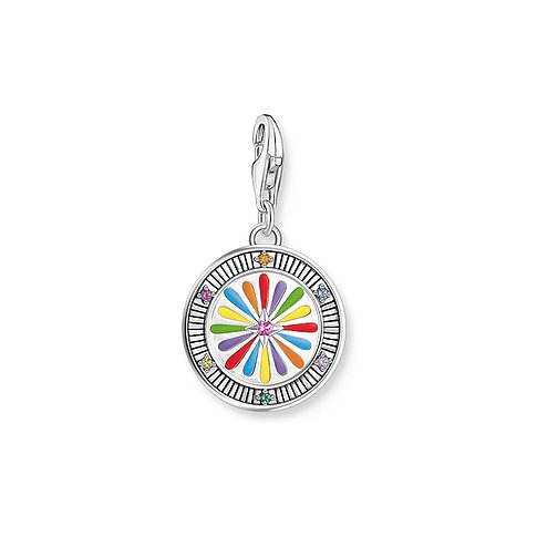 Thomas Sabo Anhänger aus 925er Silber mit bunten Glassteinen und einem Stern-Anhänger.