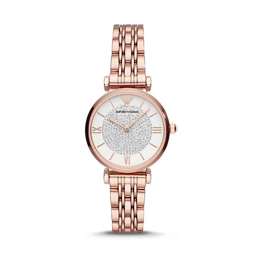 2. Chance - Emporio Armani Damenuhr, Glasstein, Damen, Edelstahl, Armband: Edelstahl, Quarz, analog
