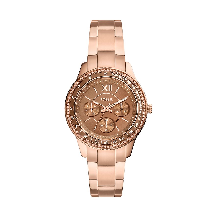 2. Chance - Fossil Damenuhr, Damen, Edelstahl, Armband: Edelstahl, Quarz, analog
