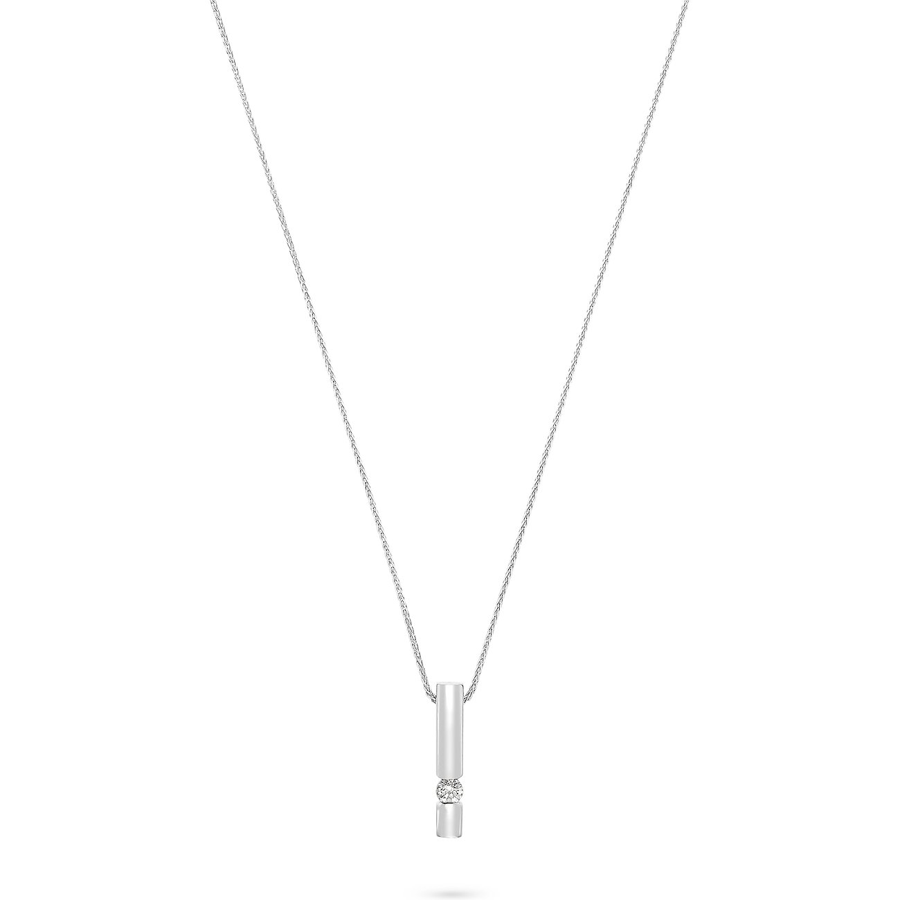 CHRIST halsketting van 585 witgoud met diamant.