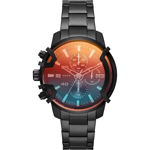 Diesel Herrenuhr mit Edelstahlgehäuse, analog, mit Farbverlauf-Zifferblatt.
