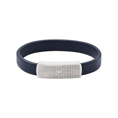 Emporio Armani Armband aus Leder und Edelstahl mit strukturiertem Verschluss.