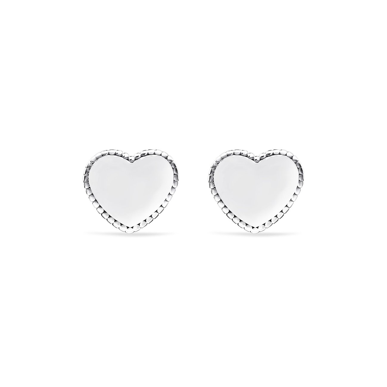 FAVS Ohrstecker aus 925er Silber, Herzform mit Perlenrand.