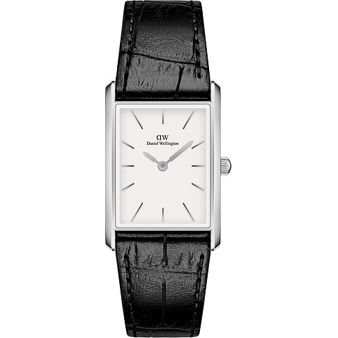Daniel Wellington Unisexuhr mit Edelstahlgehäuse und weißem Zifferblatt.