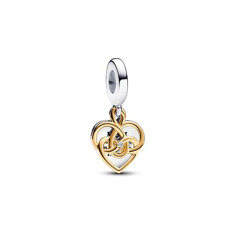 Pandora Anhänger aus 925er Silber mit Gold-Elementen und Diamant.
