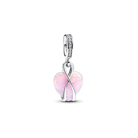 Pandora Anhänger aus 925er Silber mit pinkfarbenem Opal und weißen Zirkonia.