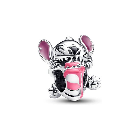 Pandora Anhänger aus 925er Silber mit pinker Emaille.