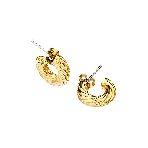 Chiara Ferragni Ohrringe aus Messing, goldfarben, mit gerilltem Design.