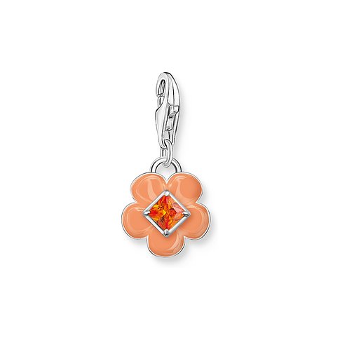 Thomas Sabo Anhänger aus 925er Silber mit orangefarbener Emaille und Zirkonia.