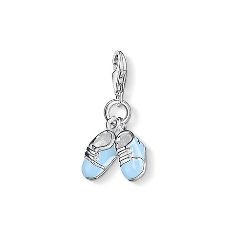 Thomas Sabo Anhängeschmuck aus 925er Silber mit blauen Babyschuhen.