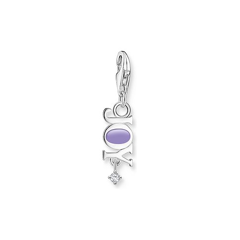 Thomas Sabo Anhänger aus 925er Silber mit Zirkonia und lila Emaille.