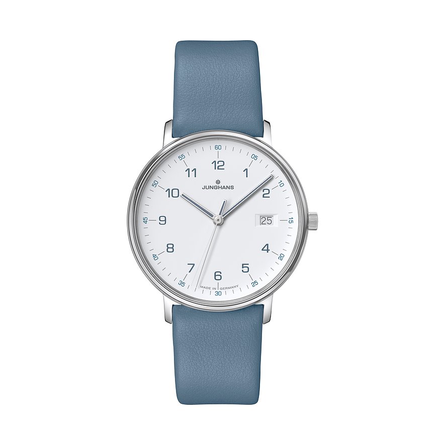 Junghans Damenuhr FORM Damen 47445600, Damen, Edelstahl, Armband: Leder, Quarz, analog