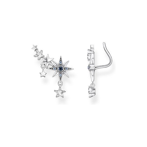 Thomas Sabo Ohrring aus 925er Silber mit Stern-Motiv und blauen Steinen.