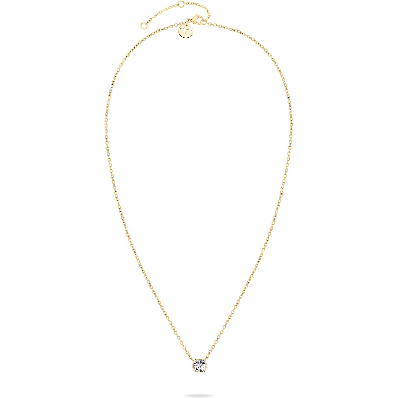 Tamaris Damen-Halskette aus Edelstahl mit Glasstein, goldfarben.