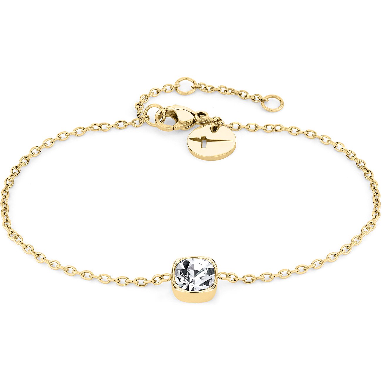 Tamaris Armband aus Edelstahl mit Glasstein, goldfarben.