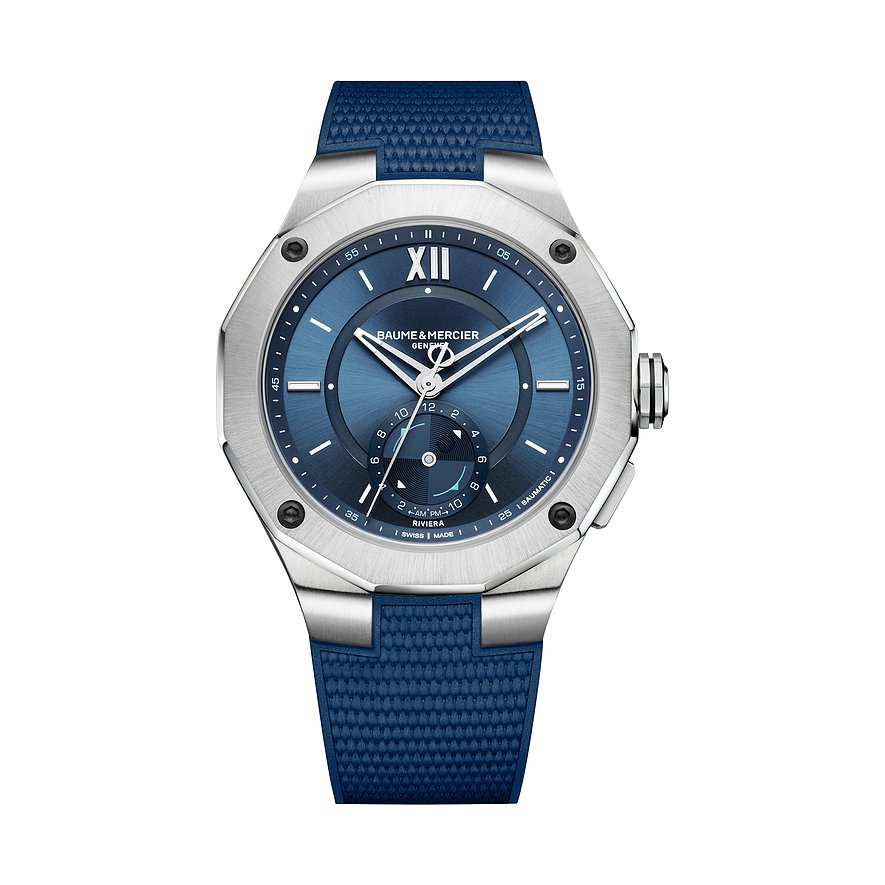 Baume & Mercier Herrenuhr Riviera M0A10761, Herren, Edelstahl, Armband: Kautschuk, Automatik, analog