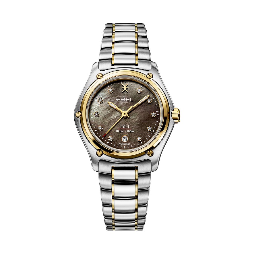 Ebel Damenuhr 1911 1216660, Damen, Edelstahl, 750er Gelbgold, Armband: Gold, Edelstahl, Quarz, analog
