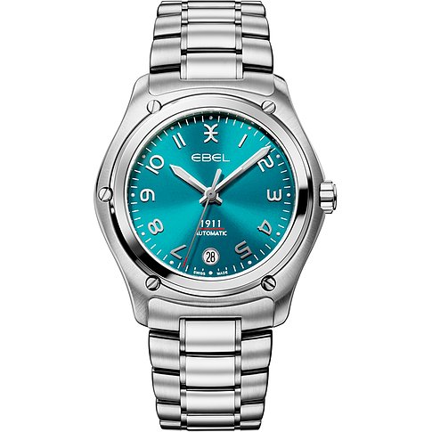 Ebel Herrenuhr mit Edelstahlgehäuse, blauem Zifferblatt und Automatikwerk.