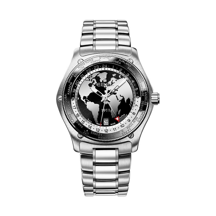 Ebel Uhren-Set inkl. Wechselarmband 1911 Globe 1216666, Herren, Edelstahl, Armband: Edelstahl, Automatik, analog