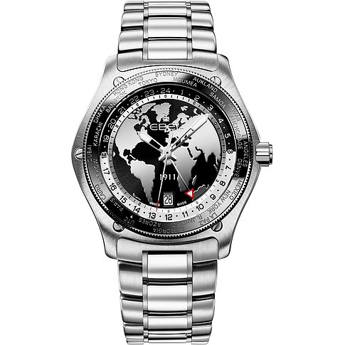 Ebel Herrenuhr mit Edelstahlgehäuse und Weltzeitfunktion.