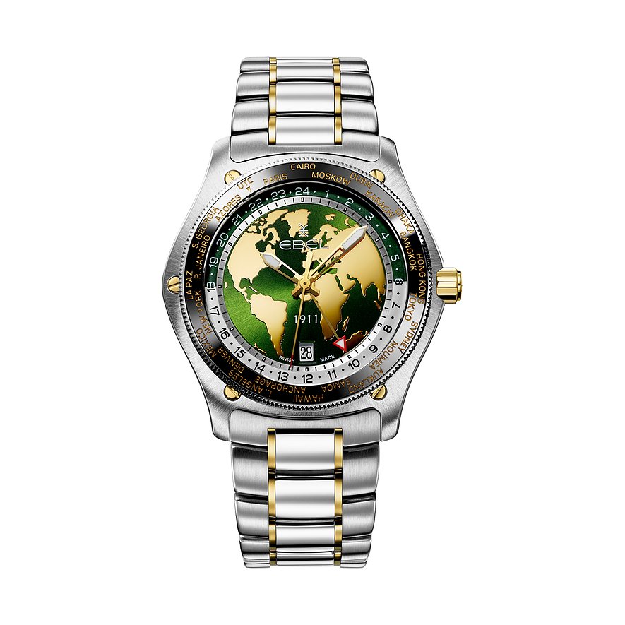 Ebel Uhren-Set inkl. Wechselarmband 1911 Globe 1216665, Herren, Edelstahl, 750er Gelbgold, Armband: Gold, Edelstahl, Automatik, analog