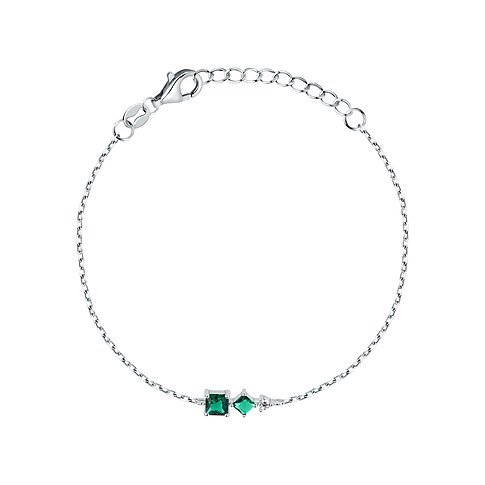 CHRIST Armband aus 925er recyceltem Silber mit grünen Zirkonia.