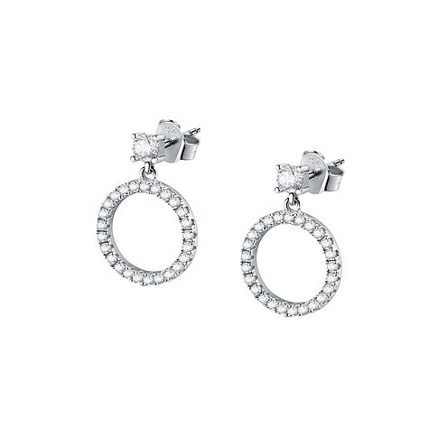 CHRIST örhängen i 925 silver med en cirkel besatt med zirkonia.