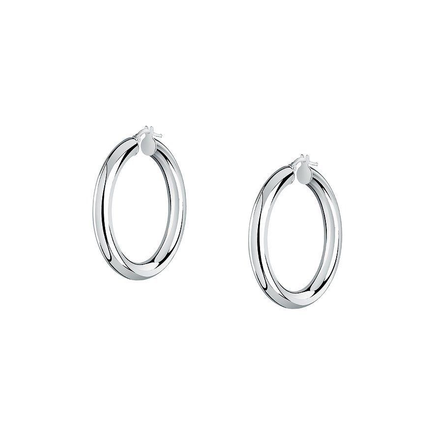 CHRIST Ohrschmuck: zwei große, glänzende, runde Kreolen aus recyceltem 925er Silber