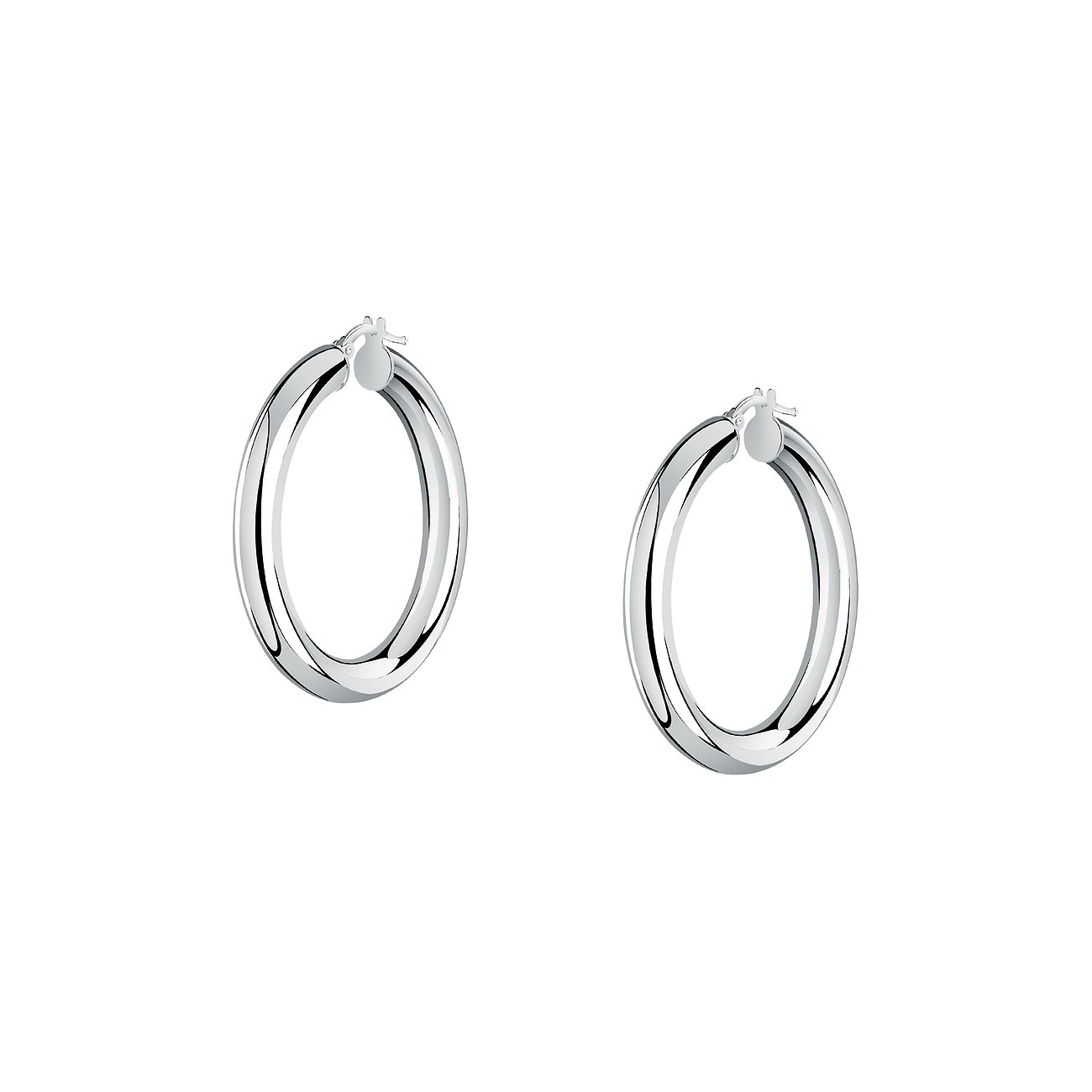 CHRIST Ohrschmuck: zwei große, glänzende, runde Kreolen aus recyceltem 925er Silber