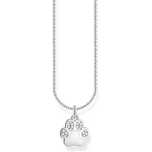 Thomas Sabo Damen-Halskette aus 925er Silber mit Zirkonia im Pfoten-Design.