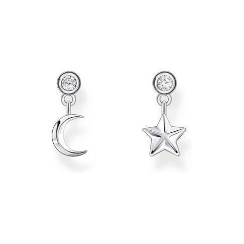 Thomas Sabo oorbellen van 925 zilver met zirkonia, maan en ster.