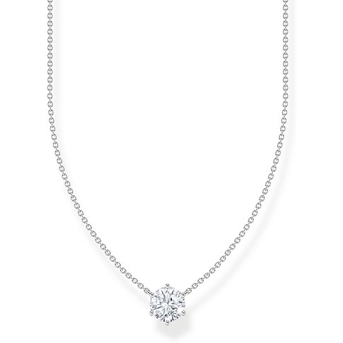 Thomas Sabo ketting van 925 sterlingzilver met zirkonia en een zeszijdige prongzetting.