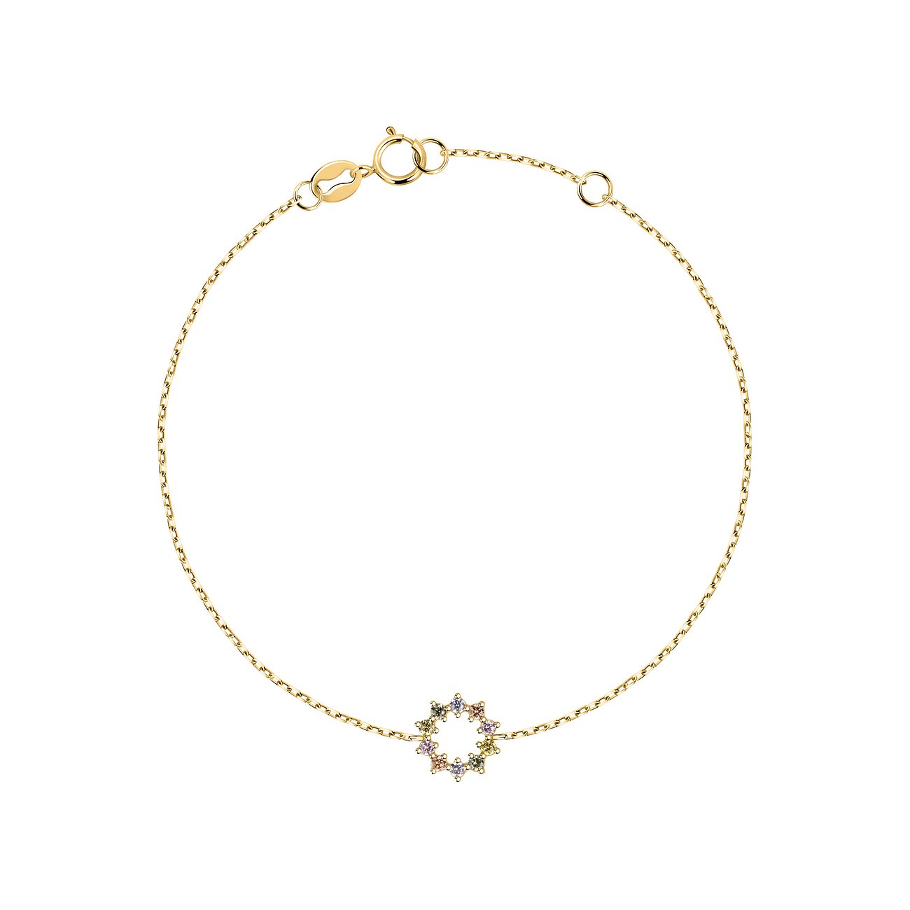 FAVS armband van 375 geelgoud met kleurrijke zirkonia.