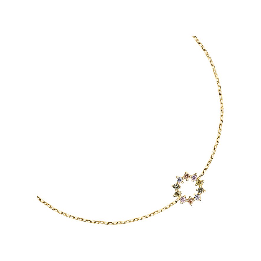 FAVS armband van 375 geelgoud met kleurrijke zirkonia.