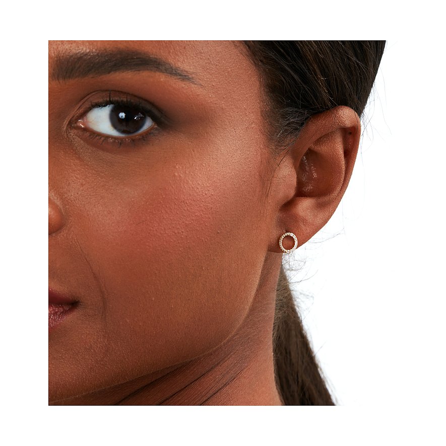 FAVS oorstekers van 9 karaat geel goud met witte zirkonia's.