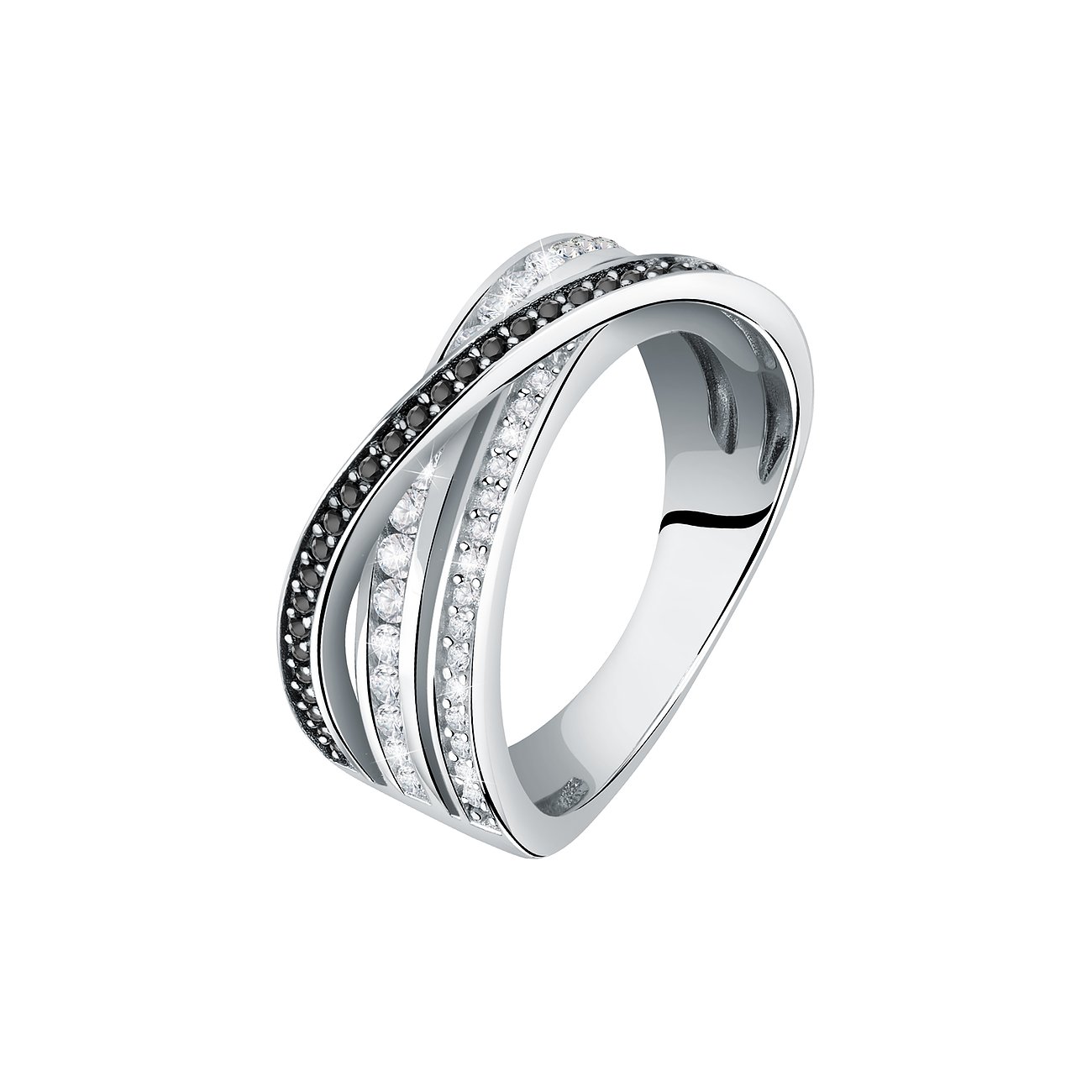 CHRIST ring af 925 sterlingsølv med sorte zirkoner og hvide zirkoner.