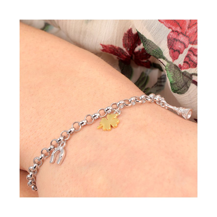 CHRIST Armband aus 925er recyceltem Silber mit Kleeblatt-Anhänger.