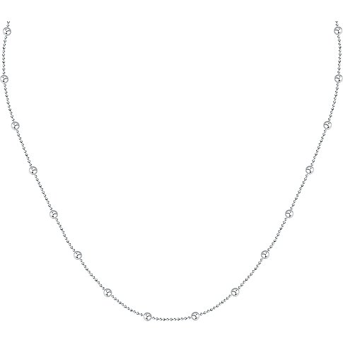 Halskette aus recyceltem 925er Silber mit mehreren glänzenden, runden Kügelchen, die gleichmäßig auf der Kette verteilt sind.