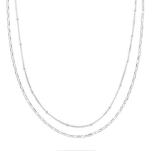 CHRIST Halsschmuck aus 925er recyceltem Silber mit zwei filigranen Ketten.