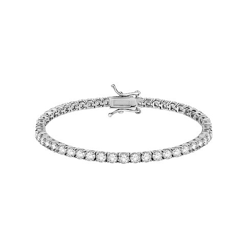 Armband aus recyceltem 925er Silber mit einer Reihe funkelnder Zirkonia, Nahaufnahme des Verschlusses.