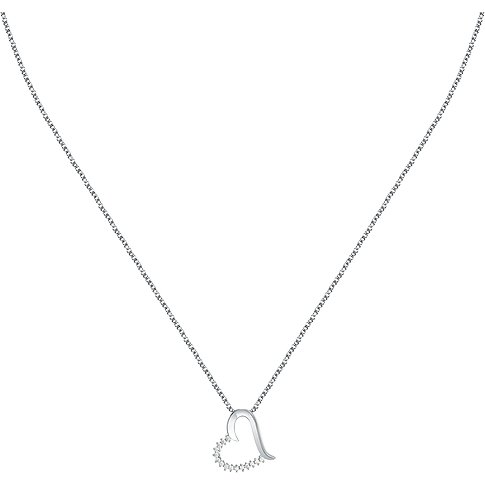 Halskæde i genanvendt 925 sølv med zirconia hjertevedhæng