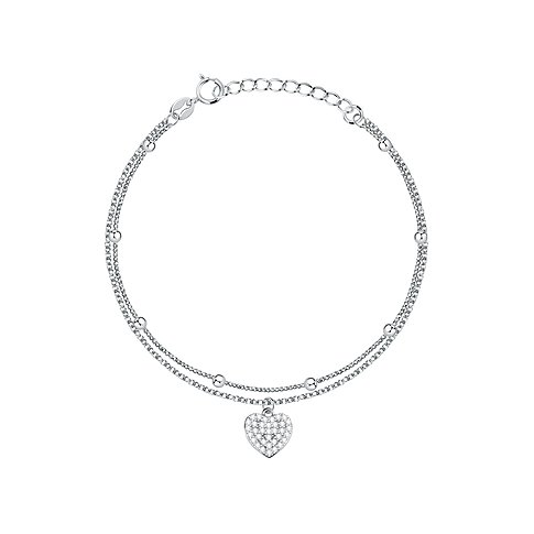 CHRIST Armband aus 925er recyceltem Silber mit Zirkonia besetztem Herz.