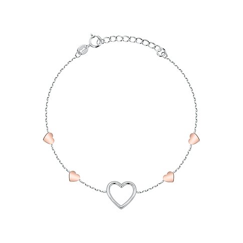 CHRIST Armband aus 925er recyceltem Silber mit roséfarbenen Herzen.