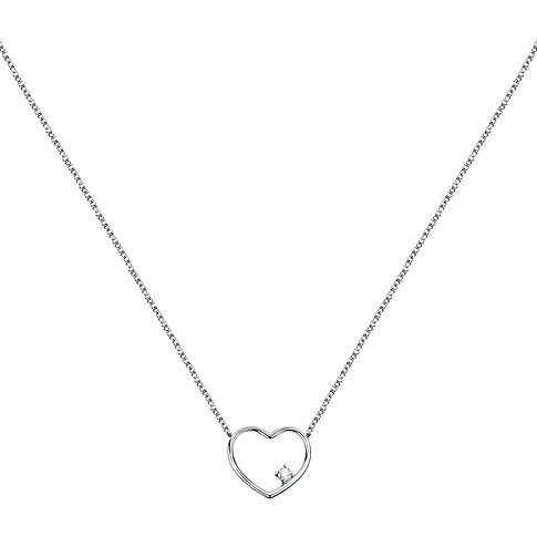 Halsband i återvunnet 925 silver med hjärtformat hänge och en zirkoniasten.