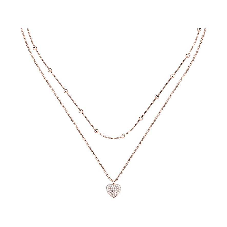 CHRIST Kette, Herz, Zirkonia, Damen, 925er Silber, recycelt, roségold