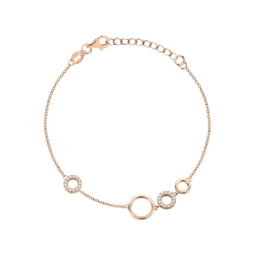 CHRIST Armband, Zirkonia, Damen, 925er Silber, recycelt, roségold, Verschluss: Karabiner